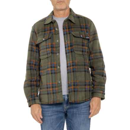 Eddie Bauer Sparrow Bonded Sherpa Shirt Jacket in Beetle Block Plaid