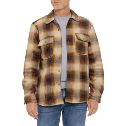 Eddie Bauer Sparrow Bonded Sherpa Shirt Jacket in Bison Stream Plaid