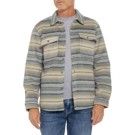 Eddie Bauer Sparrow Bonded Sherpa Shirt Jacket in Dark Denim Stripe