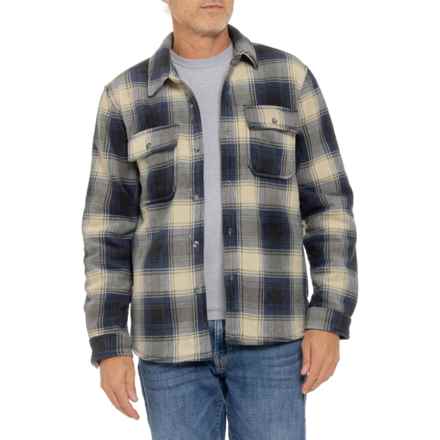 Eddie Bauer Sparrow Bonded Sherpa Shirt Jacket in Outer Space Stream Plaid