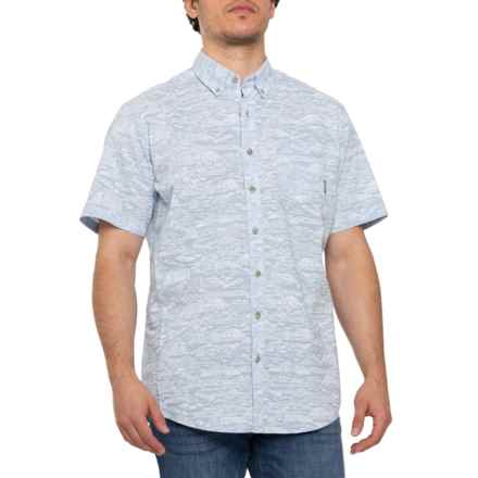 Eddie Bauer Tall Printed Baja Shirt - Short Sleeve in Ltblue
