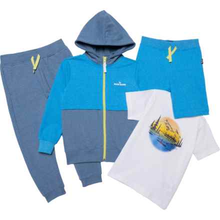Eddie Bauer Toddler Boys Full-Zip Hoodie, T-Shirt, Shorts and Joggers Set in Blue