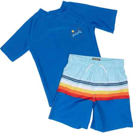 Eddie Bauer Toddler Boys Rash Guard and Swim Shorts Set - Short Sleeve in Cobalt