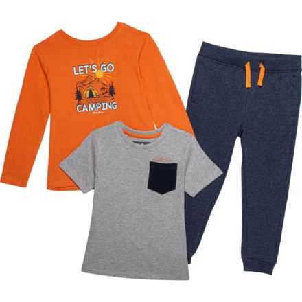 Eddie Bauer Toddler Boys Two Shirts and Fleece Joggers Set in Navy