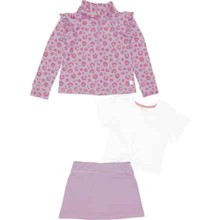 Eddie Bauer Toddler Girls Shirt, Skort and Sweatshirt Set - Zip Neck, Short Sleeve in Lavender Aura