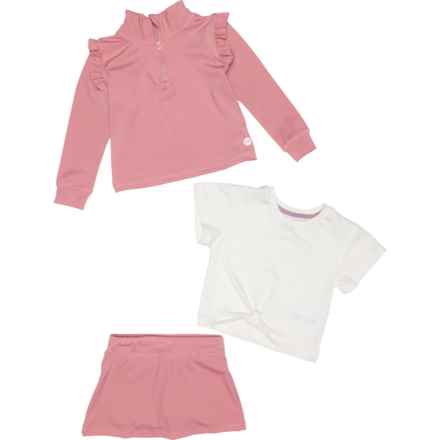Eddie Bauer Toddler Girls Shirt, Skort and Sweatshirt Set - Zip Neck, Short Sleeve in Rosey