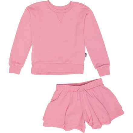 Eddie Bauer Toddler Girls Sweatshirt and Flutter Shorts Set in Rosey