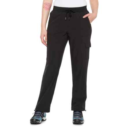 Eddie Bauer Traverse Fleece-Lined Woven Pants in Black/Black White Plaid Lined