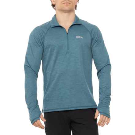 Eddie Bauer Tremont Shirt - Zip Neck, Long Sleeve in Heather Bluestone