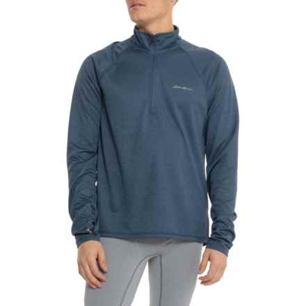 Eddie Bauer Tremont Shirt - Zip Neck, Long Sleeve in Heather Key Largo