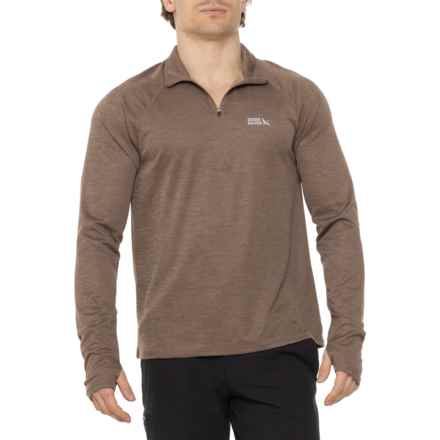 Eddie Bauer Tremont Shirt - Zip Neck, Long Sleeve in Heather Pine Bark
