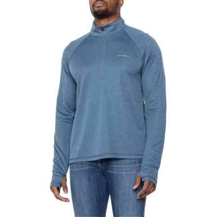 Eddie Bauer Tremont Shirt - Zip Neck, Long Sleeve in Heather Smoke Blue