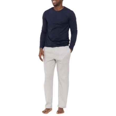 Eddie Bauer Ultrasoft Jersey Shirt and Waffle-Knit Pant Pajamas - Long Sleeve in Atlantic/Lt Heather Grey