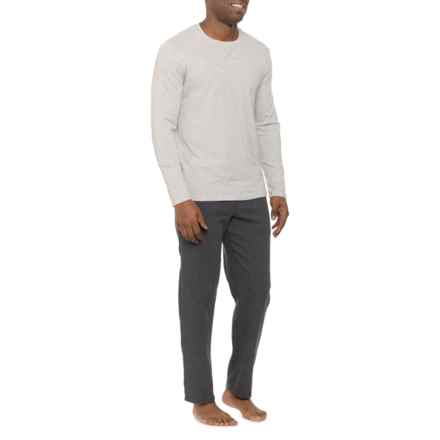 Eddie Bauer Ultrasoft Jersey Shirt and Waffle-Knit Pant Pajamas - Long Sleeve in Grey