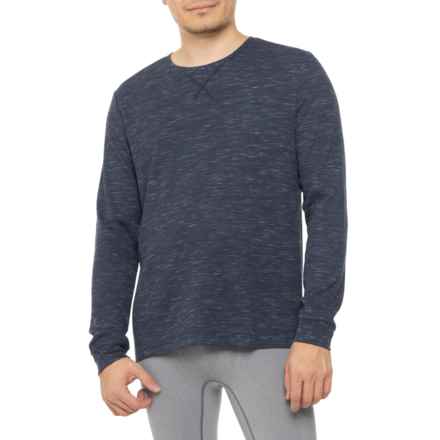 Eddie Bauer Waffle Knit Lounge Crew Shirt - Long Sleeve in Navy Heather