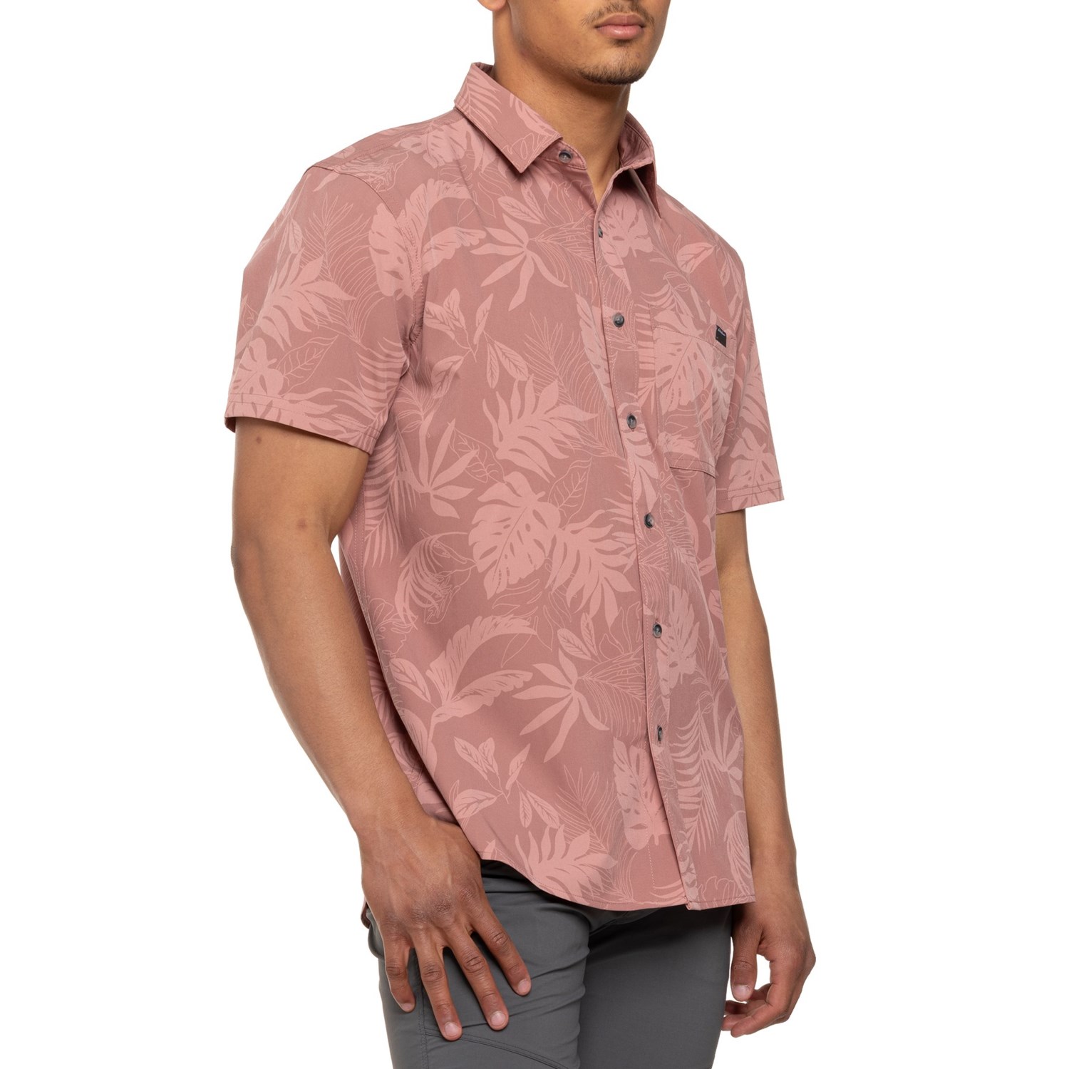 Eddie Bauer Aloha Hawaiian Shirt Mens Linen L Orange Button