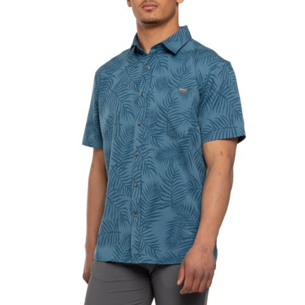 Eddie Bauer Walkers Woven Shirt - Short Sleeve in Majolica Blue Palms Print