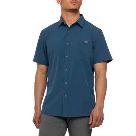 Eddie Bauer Walkers Woven Shirt - Short Sleeve in Majolica Blue Solid