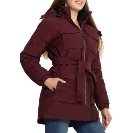 Eddie Bauer Willamette Belted Down Parka - 650 Fill Power in Burgundy