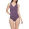 Eddie Bauer Wrap-Front One-Piece Swimsuit - UPF 50, Underwire in Aster Purple
