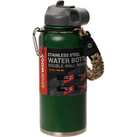 Edgewood Stainless Steel Water Bottle with Flip Straw Cap and Paracord Survival Handle - 32 oz. in Green