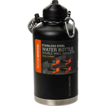 Edgewood Stainless Steel Water Bottle with Flip Straw Cap and Paracord Survival Handle - 64 oz. in Black