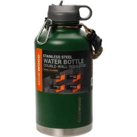 Edgewood Stainless Steel Water Bottle with Flip Straw Cap and Paracord Survival Handle - 64 oz. in Green