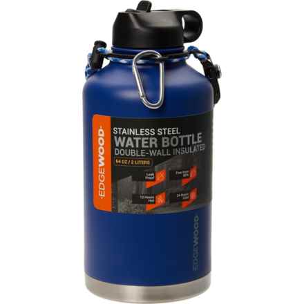 Edgewood Stainless Steel Water Bottle with Flip Straw Cap and Paracord Survival Handle - 64 oz. in Navy