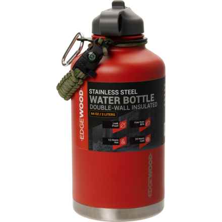 Edgewood Stainless Steel Water Bottle with Flip Straw Cap and Paracord Survival Handle - 64 oz. in Orange