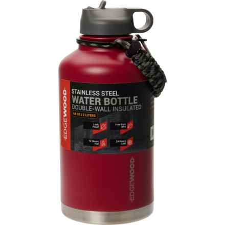 Edgewood Stainless Steel Water Bottle with Flip Straw Cap and Paracord Survival Handle - 64 oz. in Red