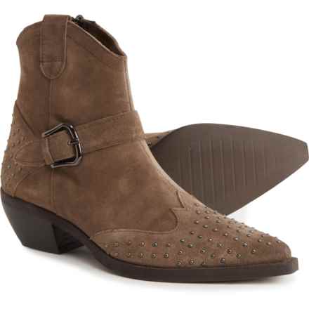 EMANUELE CRASTO Made in Italy Fashion Cowboy Boots - Suede (For Women) in Beige