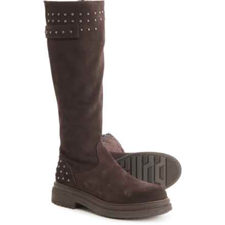 EMANUELE CRASTO Made in Italy Studded Tall Boots - Suede (For Women) in Brown