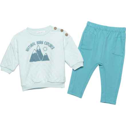 Emily & Oliver Infant Boys Quilted Sweatshirt and Joggers Set in Explorer