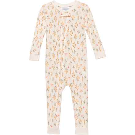 Emily & Oliver Infant Girls Floral Print Supersoft Coveralls - Long Sleeve in Multi