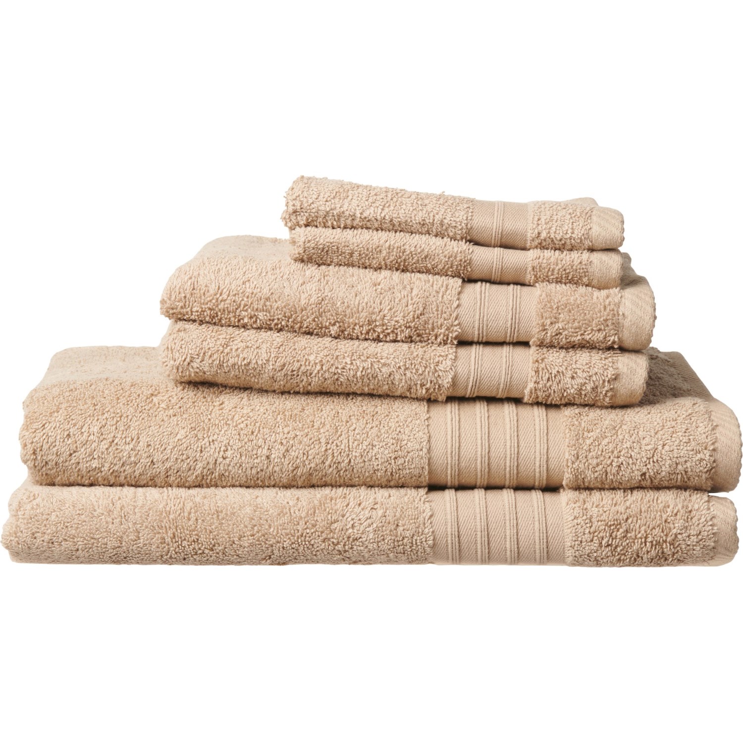 Enchante 100 Turkish Cotton Bath Towel Set 575 gsm, 6Piece, Sand Save 50