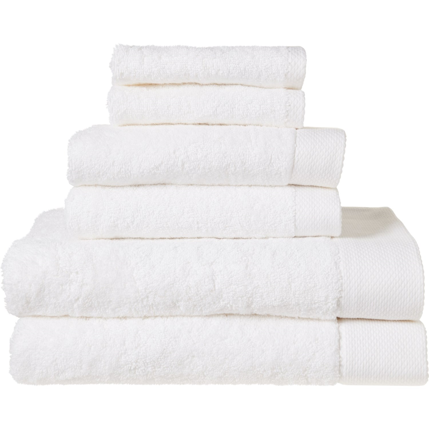 Enchante 100 Turkish Cotton Bath Towel Set 600 gsm, 6Piece, White