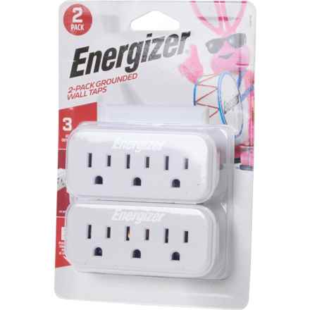 Energizer 3-Outlet Grounded Wall Tap - 2-Pack in White