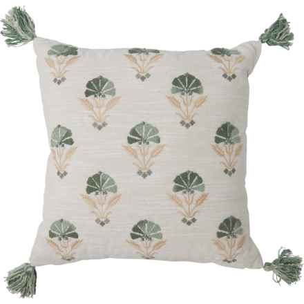 Enliven Embroidered Tulip Throw Pillow - 20x20” in Sage
