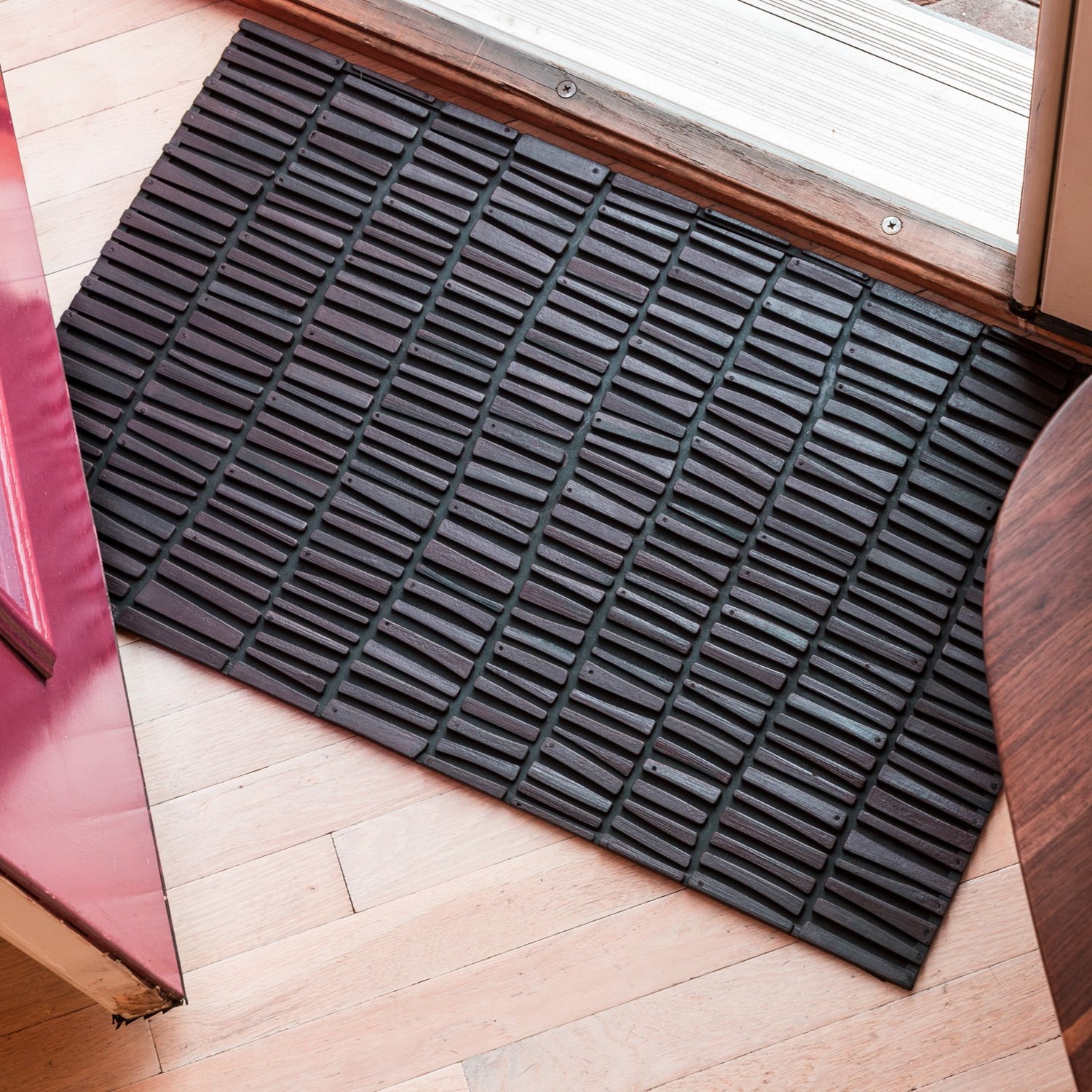 Entryways Wood Wall Recycled Rubber Doormat 18x30” Save 62