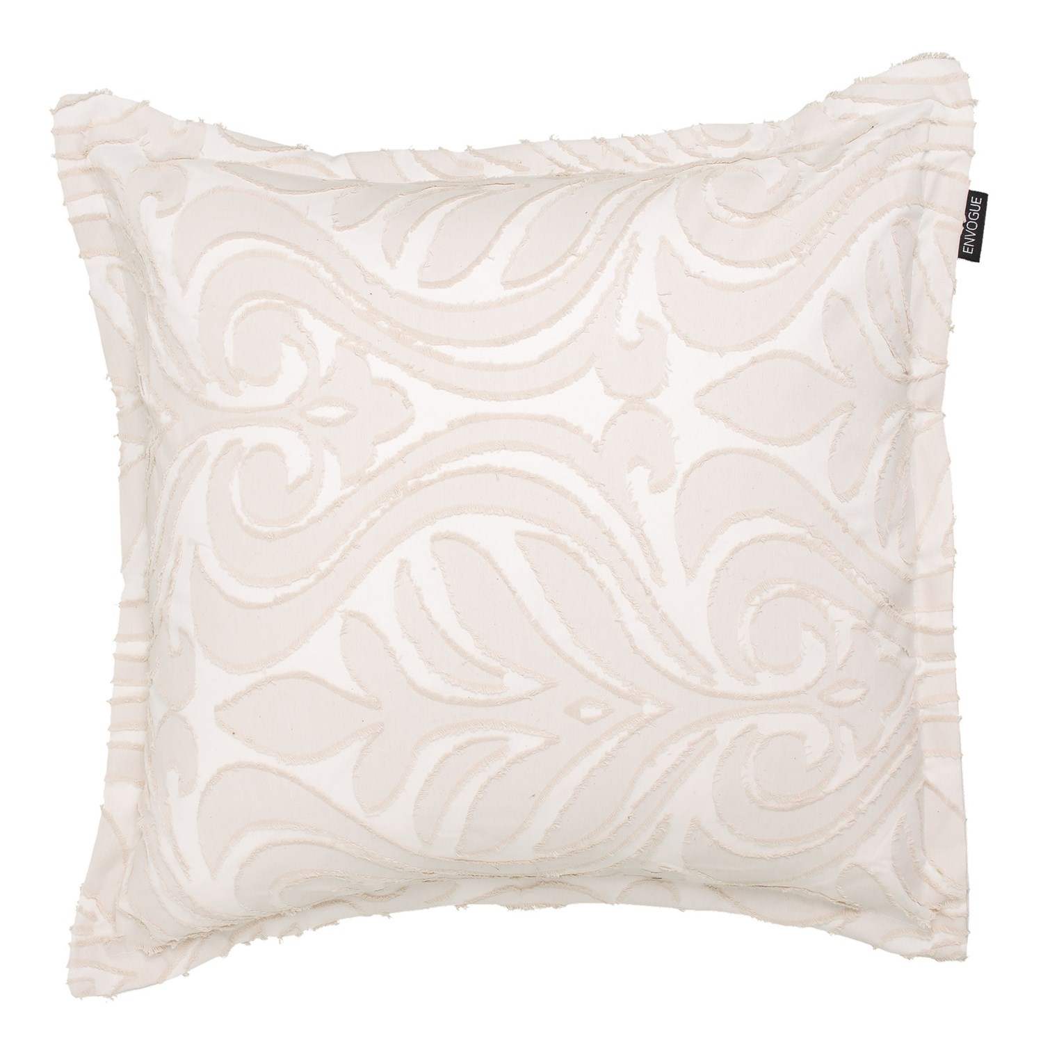 EnVogue Ecru Cotton Textured Throw Pillow 22×22”, Feathers