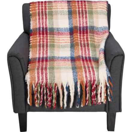 EnVogue Fringed Faux Mohair Throw Blanket - 50x70” in Winter Plaid