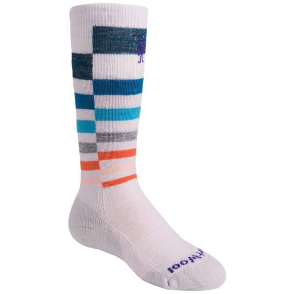 SmartWool Wintersport Stripe Socks   Merino Wool (For Kids)   SILVER (XS )