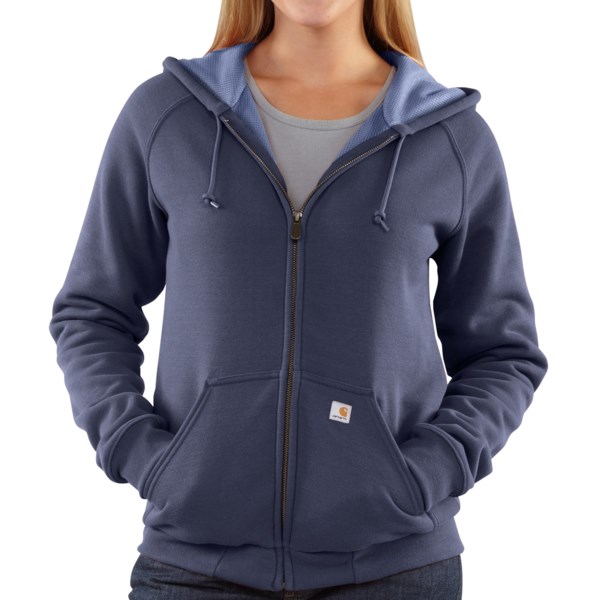 Carhartt Thermal Lined Sweatshirt   Full Zip (For Women)   NAVY HEATHER (XL )