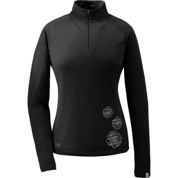 Outdoor Research Essence Shirt   Zip Neck  Long Sleeve (For Women)   BLACK (XS )