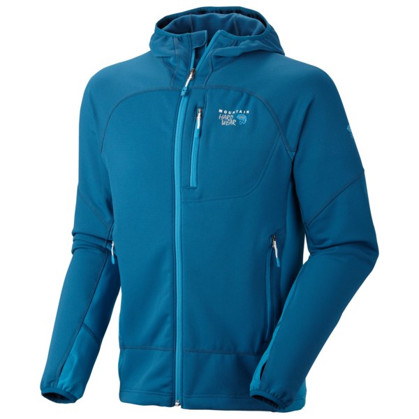 Mountain Hardwear Desna Hooded Jacket   Polartec(R) Power Stretch(R) (For Men)   LAGOON/CAPRIS (XL )