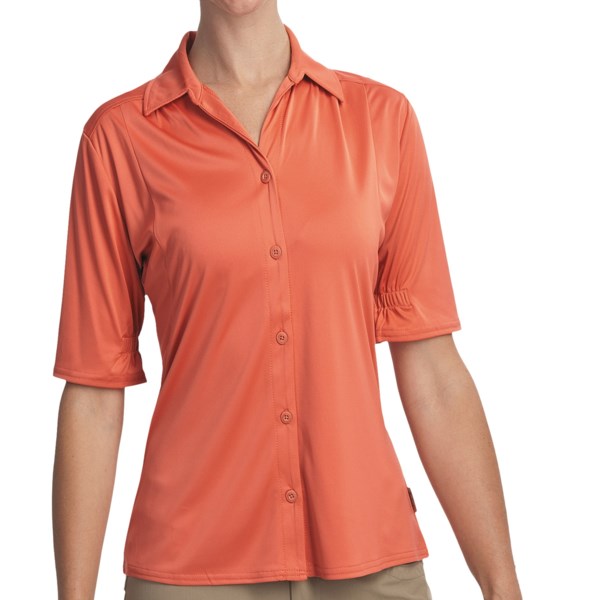 Woolrich Avondale Shirt   UPF 50+  Stretch  Short Sleeve (For Women)   LIGHT BLUE MOON (M )