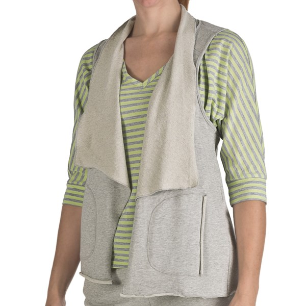 Nomadic Traders Flutter Collar Vest   French Terry (For Women)   HEATHER GREY (L )