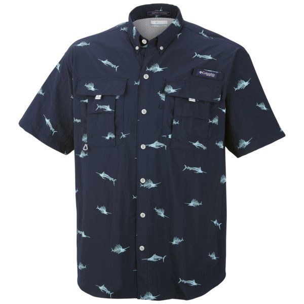 Columbia Sportswear PFG Super Bahama Shirt   UPF 30  Short Sleeve (For Men)   BROWNSTONE/SEERSUCKER (S )