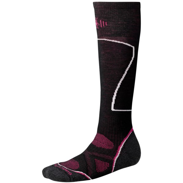 SmartWool PhD Ski Socks   Merino Wool  Over the Calf (For Women)   BLACK (S )