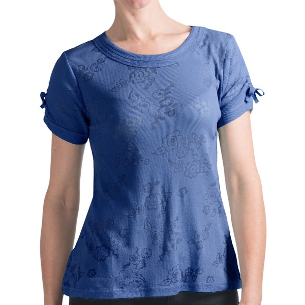 Woolrich Bellevue Burnout Cotton T Shirt   Short Tie Sleeve (For Women)   BREEZE (L )